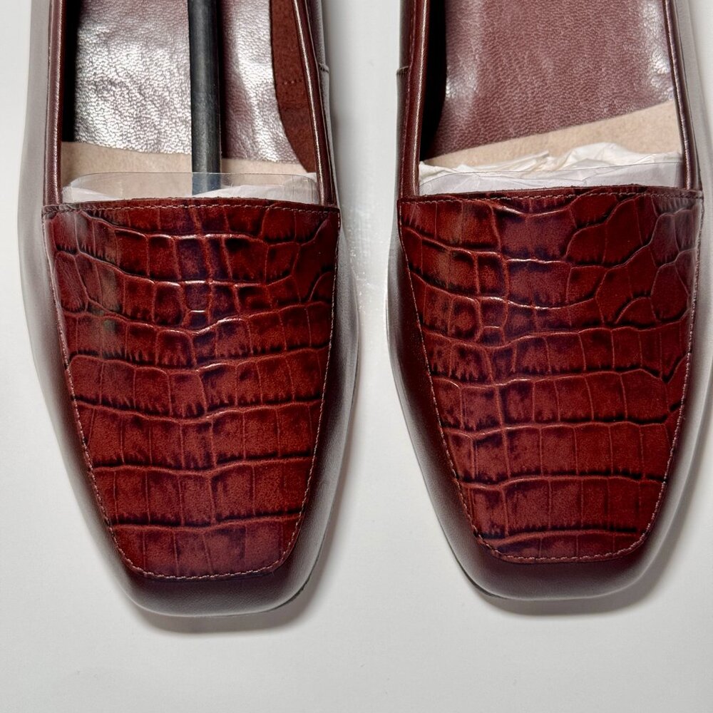 NWOT, Enzo Angiolini Leather Square Toe Loafers, size 8.5W, brown - Picture 5 of 7